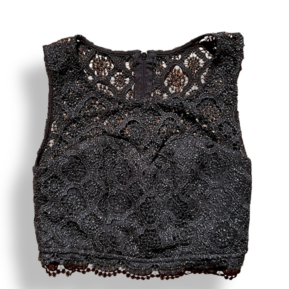 Black Lace Crop Dress Top Prom Dress Top size 5